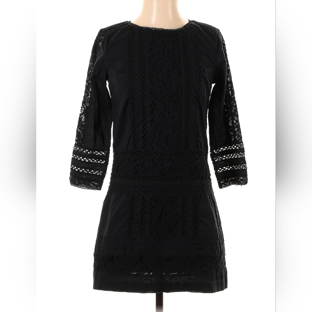 Abercrombie and Fitch Black Lace Shift Tunic Dress 3/4 Sleeve Womens Size Small